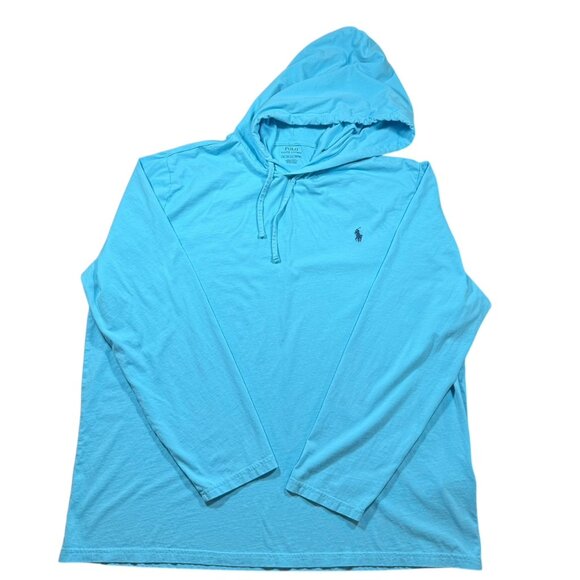 Mens Polo Ralph Lauren XXL Powder Baby Blue Lightweight Hoodie Shirt - Picture 1 of 6